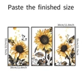 Set de 3 cuadros de girasoles con detalles en lienzo amarillo y purpurina dorada - Blanco lechoso