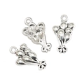 Silver alloy baby balloon charms with bow detail and hanging loop for DIY jewelry making - Balloon Shape (A3-398)