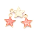 Pink star enamel alloy charms with gold dotted edges for DIY jewelry making - Pink Star (A2-425)