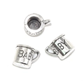 Silver alloy baby mug charm with engraved lettering for DIY jewelry making - Mug Shape (A3-399)