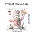 Detailansicht Wandsticker Schneemann mit Merry Christmas Schild und Maßangaben - fun-f221 UV-transparent / Rosa
