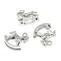 Three antique silver rocking horse charms for DIY jewelry making sets and pendants - Rocking Horse Shape (A3-400)