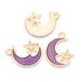 Purple enamel moon and star alloy charms with gold finish for DIY jewelry making - Purple Moon Star (A2-427)