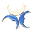 Star and moon themed enamel alloy charms set in dark blue and golden finishes - Blue Moon Face (A2-429)