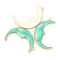 Star and moon cat alloy pendant in turquoise enamel and gold finish for DIY jewelry - Green Moon Face (A2-429)
