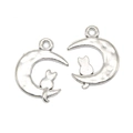 Antique silver moon and cat alloy pendant for DIY Halloween necklace making - Moon Cat Style (A3-122)