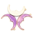 Golden moon pendants with purple enamel and star patterns for DIY jewelry making - Purple Moon Face (A2-429)