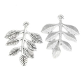Vintage antique silver alloy leaf pendants for DIY jewelry making in feather shape - Pinnate Leaf (A3-264) / 35x28mm / Antique Silver