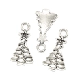 Antique silver Christmas tree alloy charm with star detail for DIY jewelry making - Christmas Tree Shape Charm (A3-330)