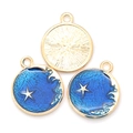 Deep blue celestial star and moon oil drip alloy charms for DIY jewelry making - Blue Silhouette (A2-430)