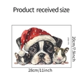 Dimensiones del adhesivo perro de Navidad que muestra 20x28cm y arte lindo de acuarela - 20x28cm