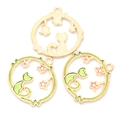 Star moon cat DIY charm with green enamel inlay and gold textured metal finish - Green Hollow Cat (A2-431)