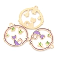 Star and moon cat alloy charms with enamel finish for DIY jewelry and keychain making - Purple Hollow Cat (A2-431)