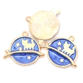Enamel alloy cat and star pendants with blue night sky design for DIY jewelry - Blue Moon Cat (A2-432)