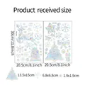 Detailed size chart for Christmas laser stickers showing tree and snowflake dimensions - LSK109 Laser Rainbow Style / 2 Pieces/Pack (20.5x30cm)
