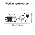 Detailed size chart for coffee heart rate wall decal measuring 60cm by 25cm - Coffee Cup Style (fun-a004) / 25x60cm