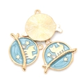 Light blue enamel cat pendants with gold stars and rhinestones for DIY jewelry making - Lake Blue Moon Cat (A2-432)