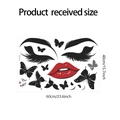 Detailansicht Wandtattoo rote Lippen mit schwarzen Schmetterlingen und 60x40cm Maßen - 40x60cm
