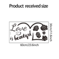 Detail van zwarte roos muurstickers met Love is Beautiful tekst in 60x30cm formaat - 30*60cm (fun-a005)