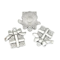 Antik-silberne Schleifen-Geschenkbox-Anhänger für DIY Halsketten und Armbänder, 3er-Set - Geschenkbox-Anhänger (A3-334)