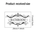 Sticker de porte salle de bain élégant avec volutes classiques et texte 29x17cm - Style 17x29cm (fun-a008)