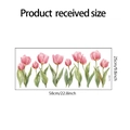 Detail showing hand-painted pink tulip wall decals with dimensions 58cm by 25cm - fun-f292 UV Static / 25*58CM