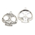 Vintage silberne Totenkopf Anhänger mit Hohlmustern für DIY Schmuckherstellung - Hohler Totenkopf-Stil (A3-365)