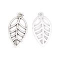 Colgantes de hoja retro de aleación para joyas DIY en plata antigua y plata brillante - Hoja Calada (A3-267) / 23x12mm / Plata antigua