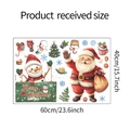Vista detallada de pegatinas de PVC de Feliz Navidad con Papá Noel y muñeco de nieve - 40x60cm