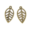 Colgante de hoja vintage de aleación de bronce con diseño hueco para joyas DIY - Hoja Calada (A3-267) / 23x12mm / Bronce Antiguo