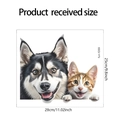 Wandaufkleber mit Husky und Kätzchen, Tier-Fensterbild für Deko, Größe 28x25 cm - 25*28cm(fun-f289)