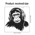 Sticker mural singe avec casque design avec dimensions de 39 cm x 40 cm incluses - Style Gorille Écoutant de la Musique (fun-f304)