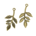 Colgantes de hoja en aleación de bronce antiguo con texturas para crear bisutería - Hoja Puntiaguda (A3-269) / 30x16mm / Bronce Antiguo