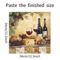 Wandsticker im europäischen Stil mit Wein, Käse und Brot auf einem 34 cm quadratischen Poster - Quadratisches Essen Und Wein Stil