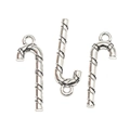 Antik-silberne Weihnachts-Zuckerstangen-Anhänger für DIY-Halsketten und Armbänder - Zuckerstangen-Anhänger (A3-342)