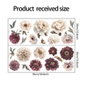 Detailed dimensions of vintage peony and daisy wall stickers in creamy and wine red tones - 39*98cm*2Pcs