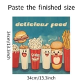 Detalle de vinilo decorativo de hamburguesa y papas con medidas de 34cm marcadas - 34cmx34cm(fun-f322)