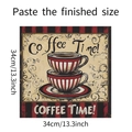 Detail der Coffee Time Wandaufkleber mit gestreiften Tassen und 34x34cm Maßen - 34x34cm-Coffee Time Stil (fun-f316)