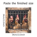 Vinilo decorativo de gallo en jaula, tamaño 34x34cm para decoración de interiores - Estilo Gallo Jaula de Madera / 34x34cm