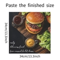 Detail of square burger wall sticker featuring 13.3 inch food design for kitchen decor - 34*34cm
