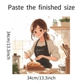 Detail der Backmädchen-Wandsticker mit 34x34cm Größe und warmem Anime-Küchendesign - Illustration Backendes Mädchen (fun-f317) / 34cmx34cm