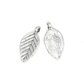 Colgantes de hoja de plata antigua para creación de joyas DIY y manualidades - Dije de Hoja (A3-271) / 17x8mm / Plata antigua