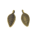 Colgante de hoja de bronce vintage de aleación con detalles de vetas para joyería DIY - Dije de Hoja (A3-271) / 17x8mm / Bronce Antiguo