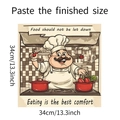 Detail of 34cm square kitchen wall sticker with chef illustration and food quotes - 34*34cm/fun-f310