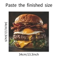 Detail of DIY self-adhesive burger wall sticker showing 34x34cm size for kitchen decor - 34x34cm (fun-f326)