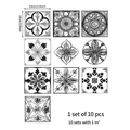 Detail van 10-delige zwart-witte mandala patronen voor keuken tegelstickers - 10*10cm*10pcs/Kristalfilm