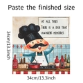 Cartoon chef wall sticker for kitchen decor featuring warm orange tones and 34cm size scale - 34*34cm/fun-f312