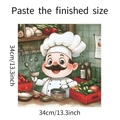 Detailed view of self-adhesive cartoon chef kitchen sticker with 34cm dimensions - 34*34cm