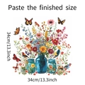 Adesivi murali con fiori selvatici ad acquerello in vasi blu con farfalle e dimensioni - 34*34cm/fun-f333
