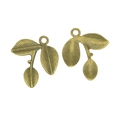 Colgantes de hojas de bronce vintage para collares y pulseras de bricolaje - Hoja Triple (A3-272) / 26x23mm / Bronce Antiguo